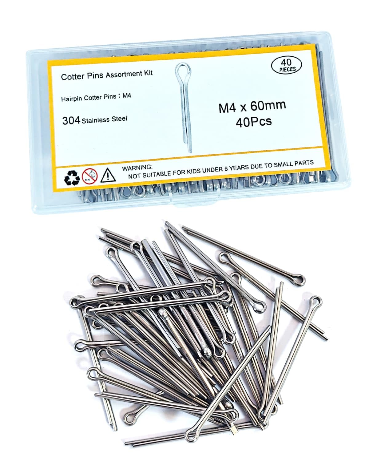 290 Pcs Cotter Pins Assortment Kit, 304 Stainless Steel Split Pins — Amazon image 10