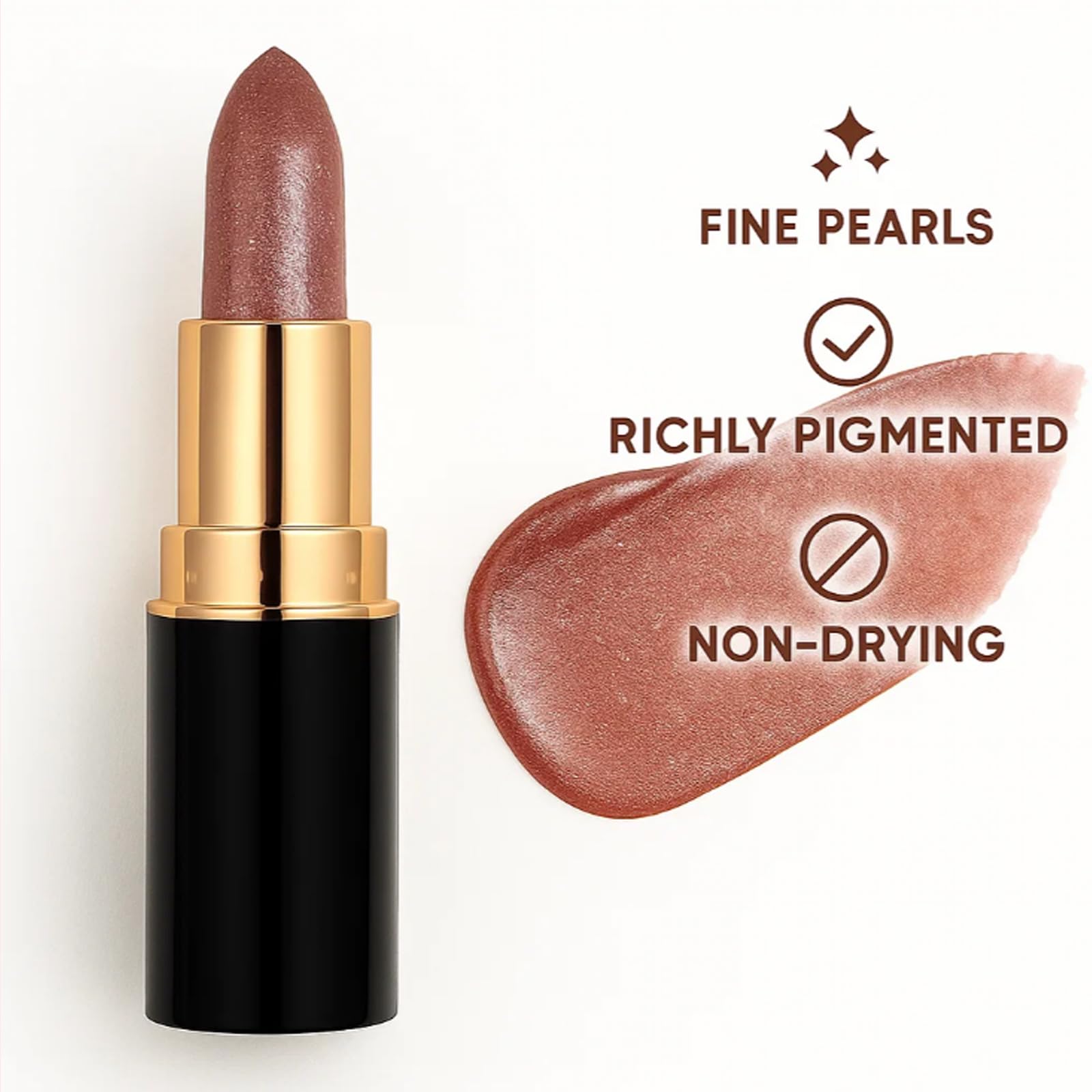 Shimmering Metallic Gloss Lipstick In Glittery Red-Gold Shade #04 - Image 3