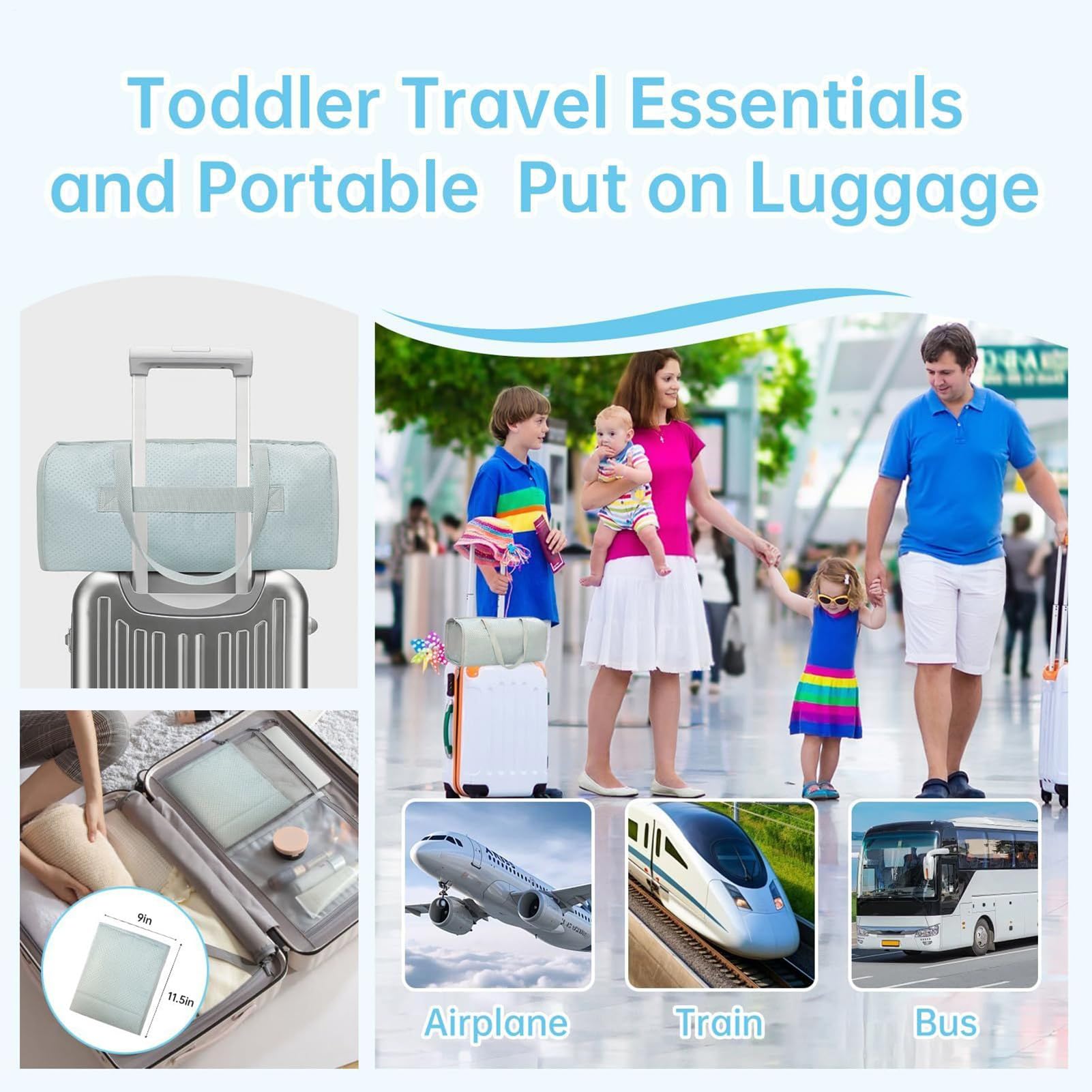 Lettino da viaggio aereo | Borsa da viaggio per letto aereo - Borsa per il | trasporto antiscivolo bambino tappetino per lunghi voli lui bambini ragazze