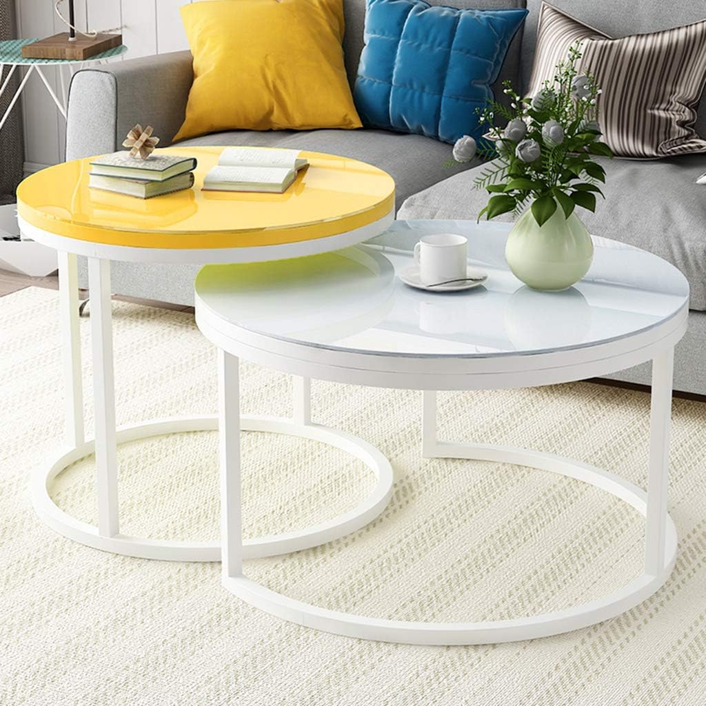 Amazon.co.jp Coffee Table Set of 2 Modern Round Nest Coffee Tables for