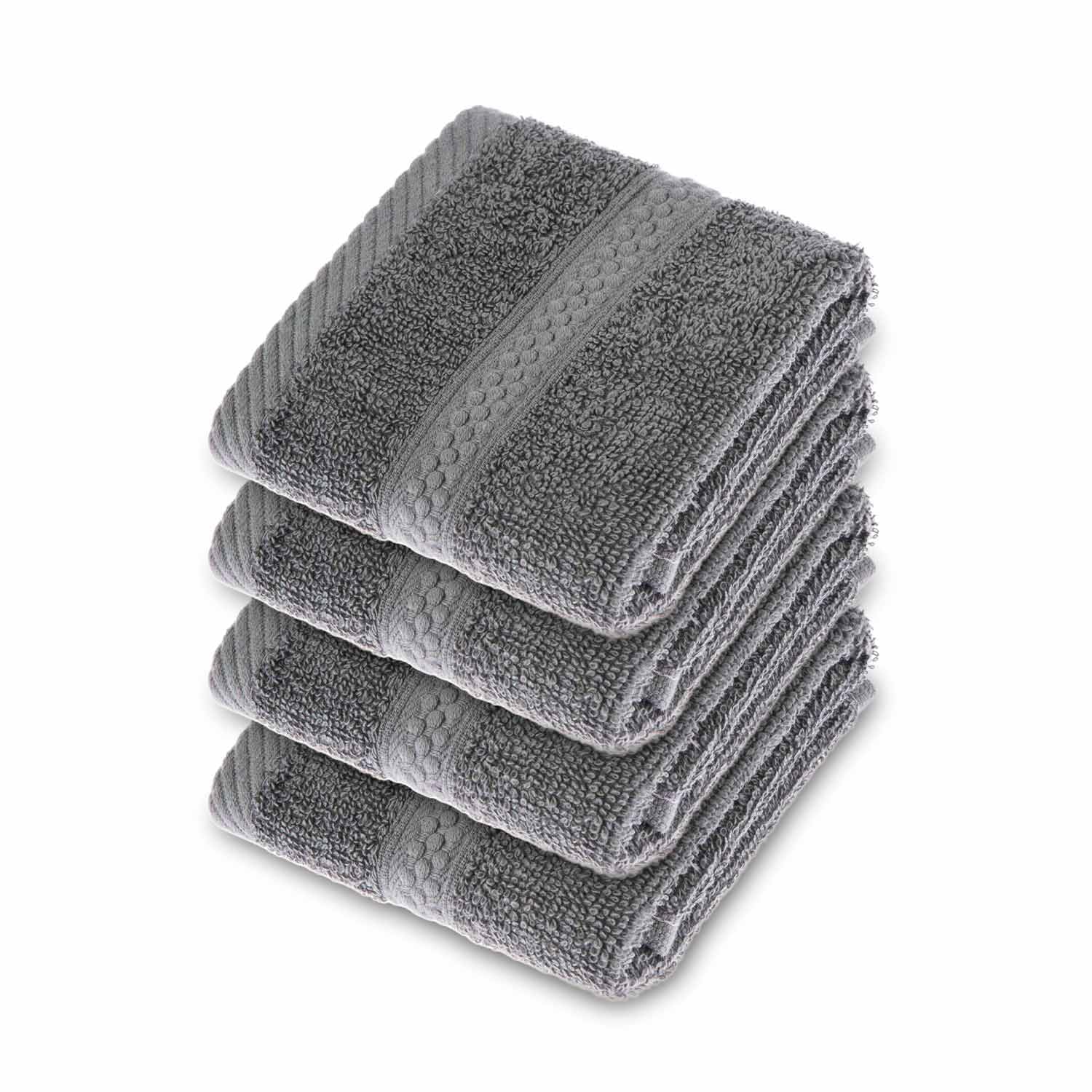 HOMESCAPES Light Blue Turkish Cotton Set of 4 Face Cloths Flannel Super Soft Thick & Absorbent 500 GSM Towel Heavy Weight for everyday Luxury — view 117