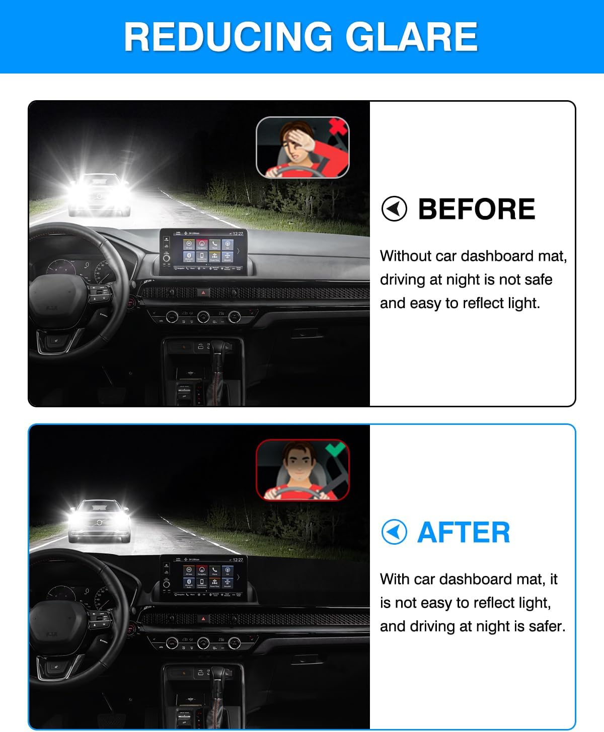 Autorder Dashboard Cover Mat for 2023 2024 2025 2026 Honda CR-V CRV Accessories Dash Cover Flannel Dash Mat Sunshade Glare UV Rays Protector(Without Hud)
