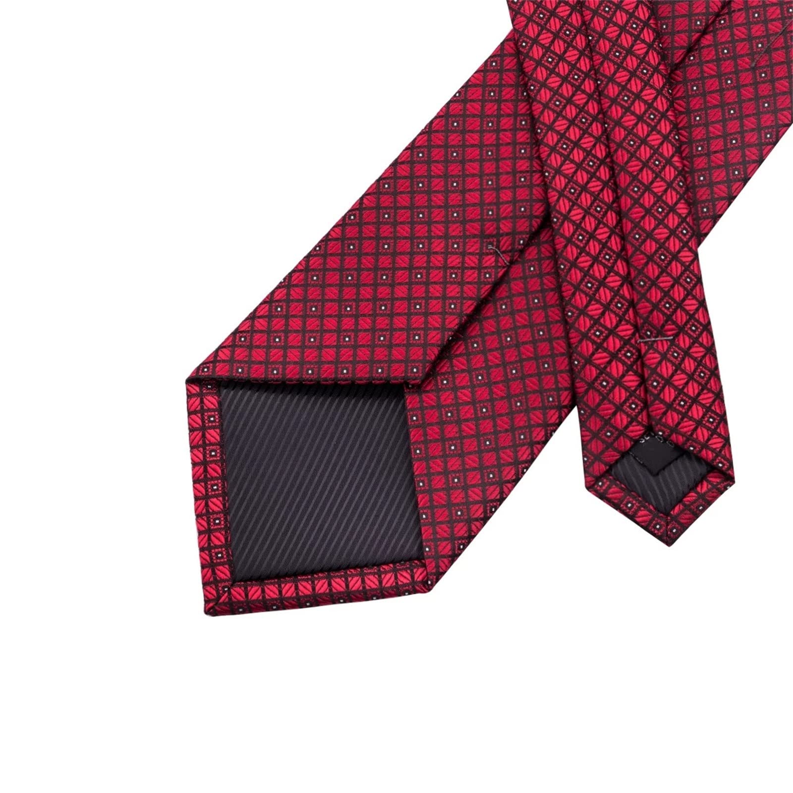Corbatas para Hombres Corbata para Hombre Corbata a Cuadros de Seda roja Gemelos para Boda Conjunto de Negocios (como se Muestra Talla única)
