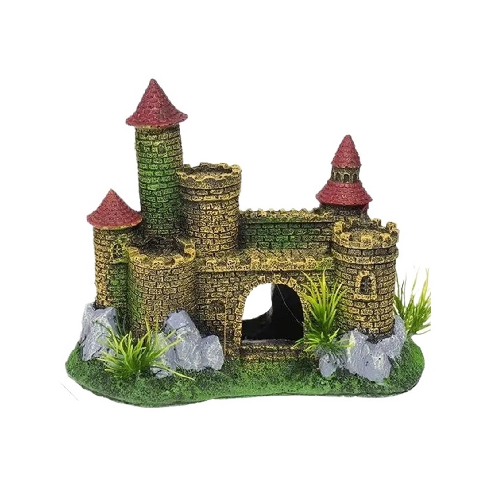 QuxetlRyz Aquarium Tunnel Decoration Artistic Castle Shaped Resin Rockery, One Piece Aquarium Decor, Fish Tank Adornment For Home Landscaping(18CM)