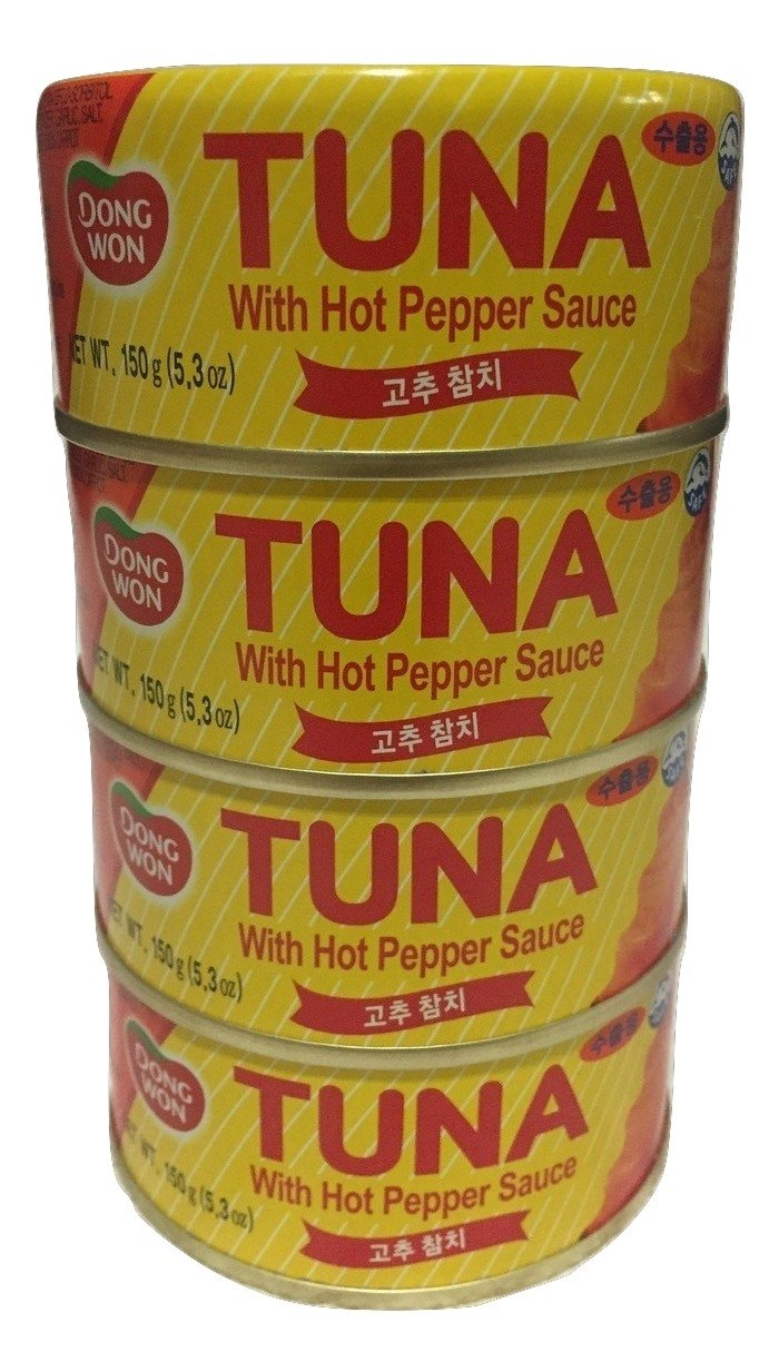 Dongwon Spicy Tuna with Hot Pepper Sauce, 4-Pack 5.3oz Cans - Sweet & Spicy Korean-Style with Veggies