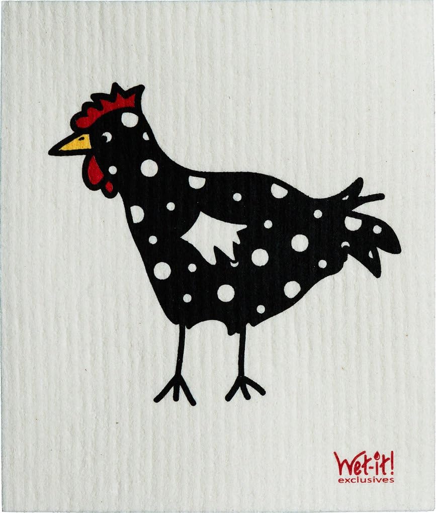 Swedish Treasures (Black Chicken) โ Reusable and Absorbent Dishcloth Featuring Black Chicken Design, Perfect for Kitchen, Bathroom, and Household Cleaning, Durable and Non-Scratch Surface Safe