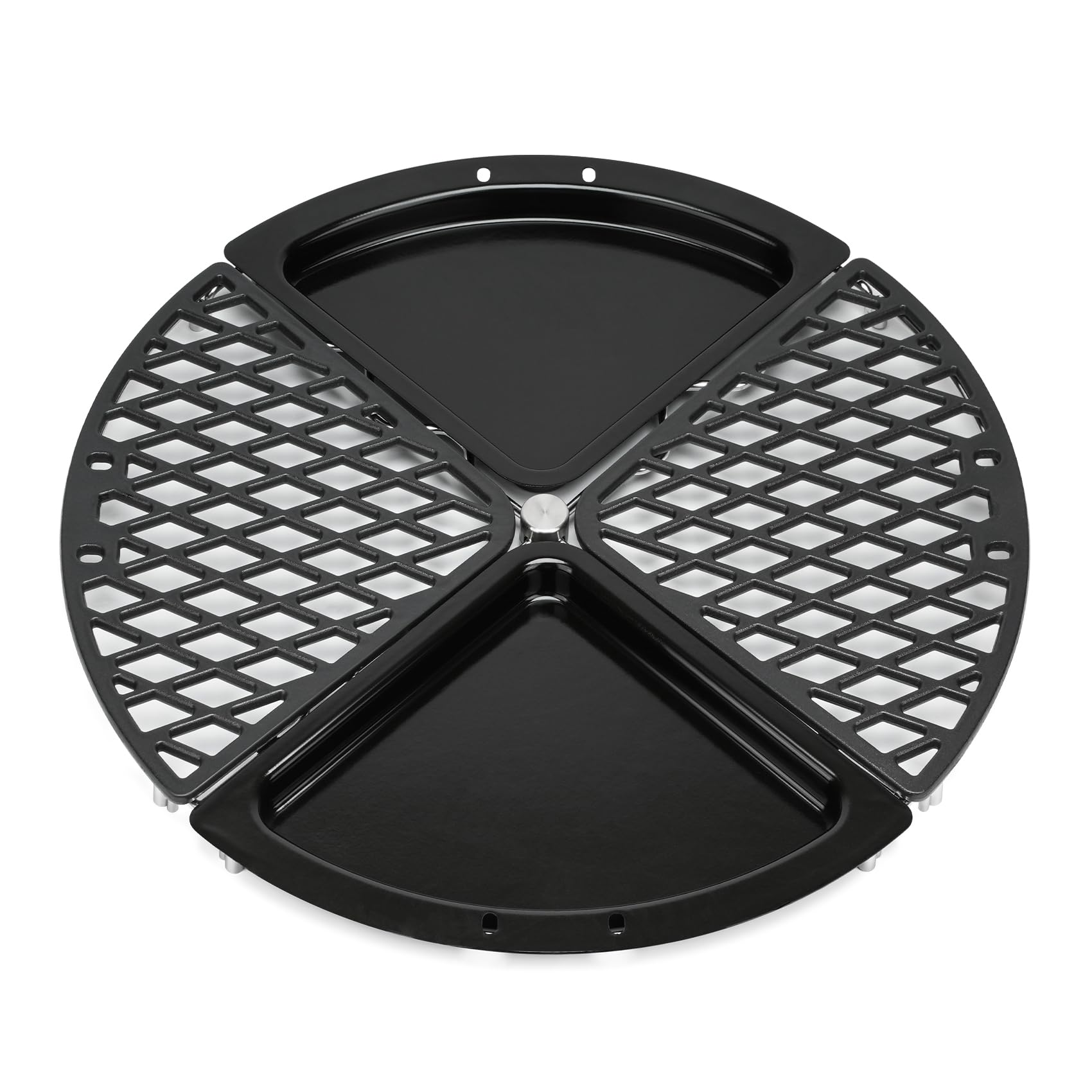 Onlyfire Płyta do grillowania (Plancha) i żeliwny ruszt Zestaw do grilla węglowego Weber 57 cm, Ø 54,7 cm, ruszt kuchenny z podnośnikami rusztu, 4 strefy, akcesoria kempingowe