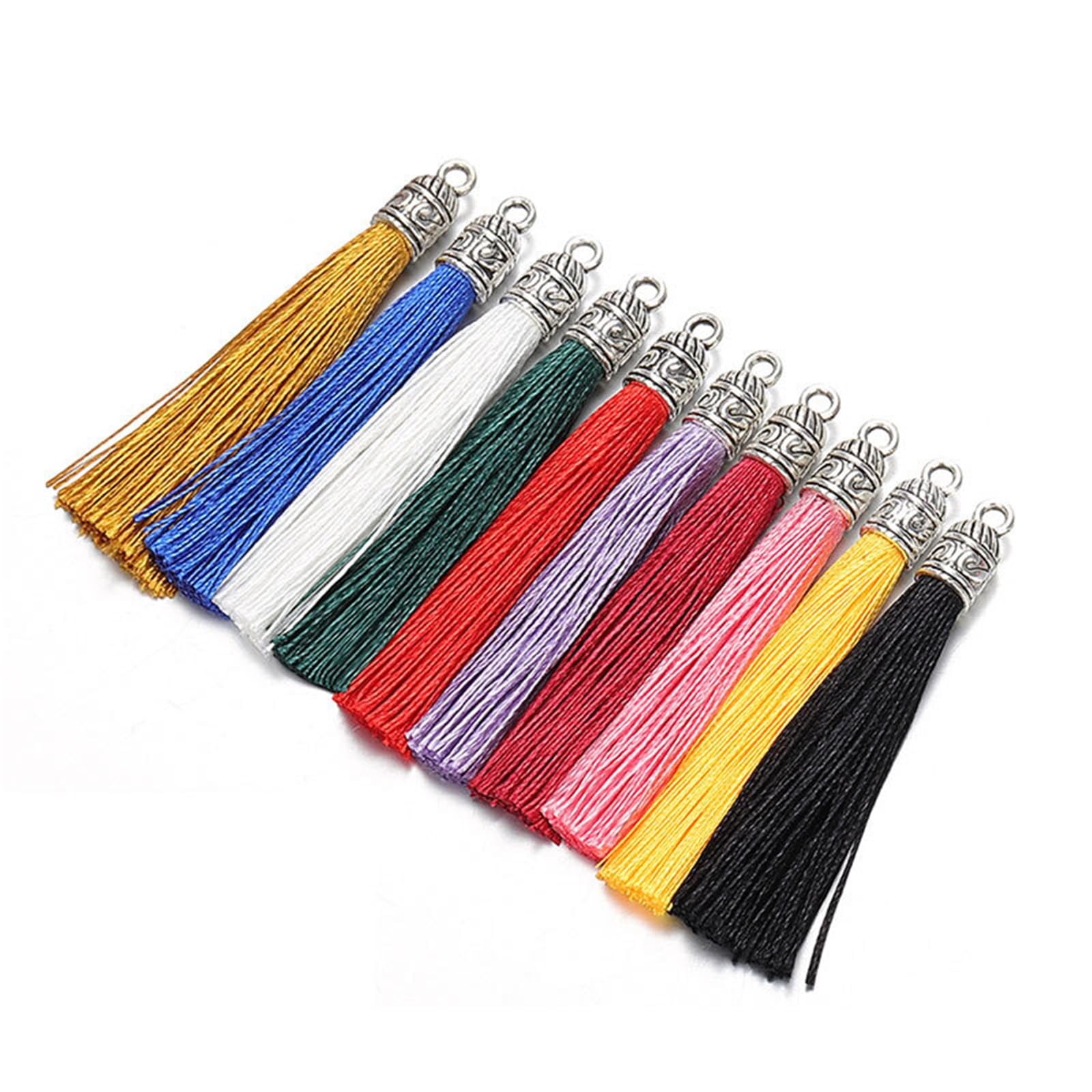 Mini Tassels 50Pcs Keychain Tassel Charms Bulk Silky Handmade Tassels Mini Crafting Tassel for Earrings Bracelets Necklaces DIY Craft for Crafts(Random mixed)