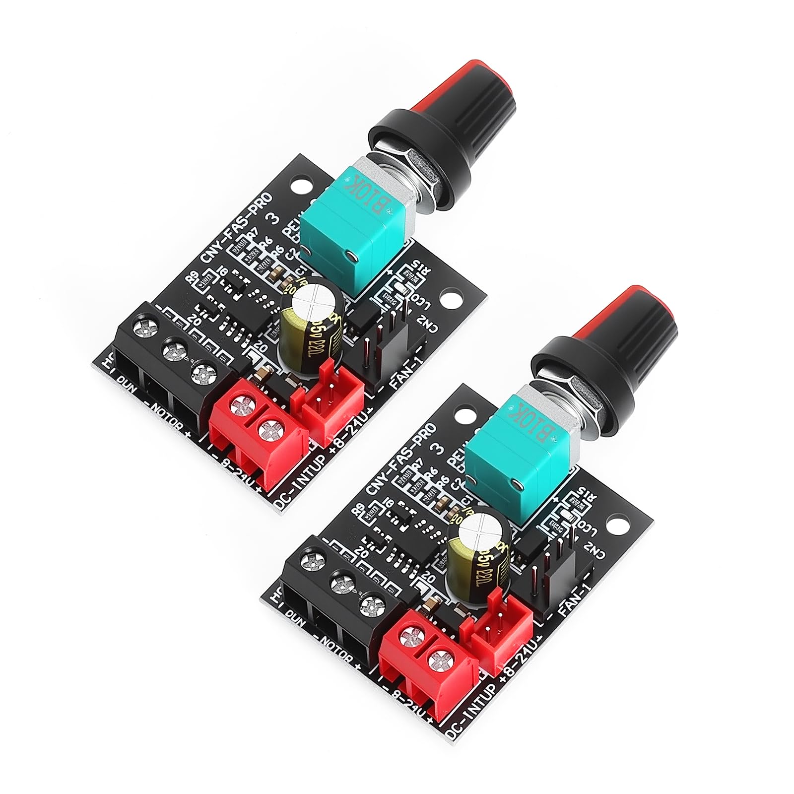 TNSLAND Controlador PWM Ventilador 4 Pin 8-24V 5A 2pcs - Regulador PWM Velocidad Motor 120W, con Perilla Interruptor, 22kHz Silencioso, para Ventilador PC Motor DIY Fan Speed Controller