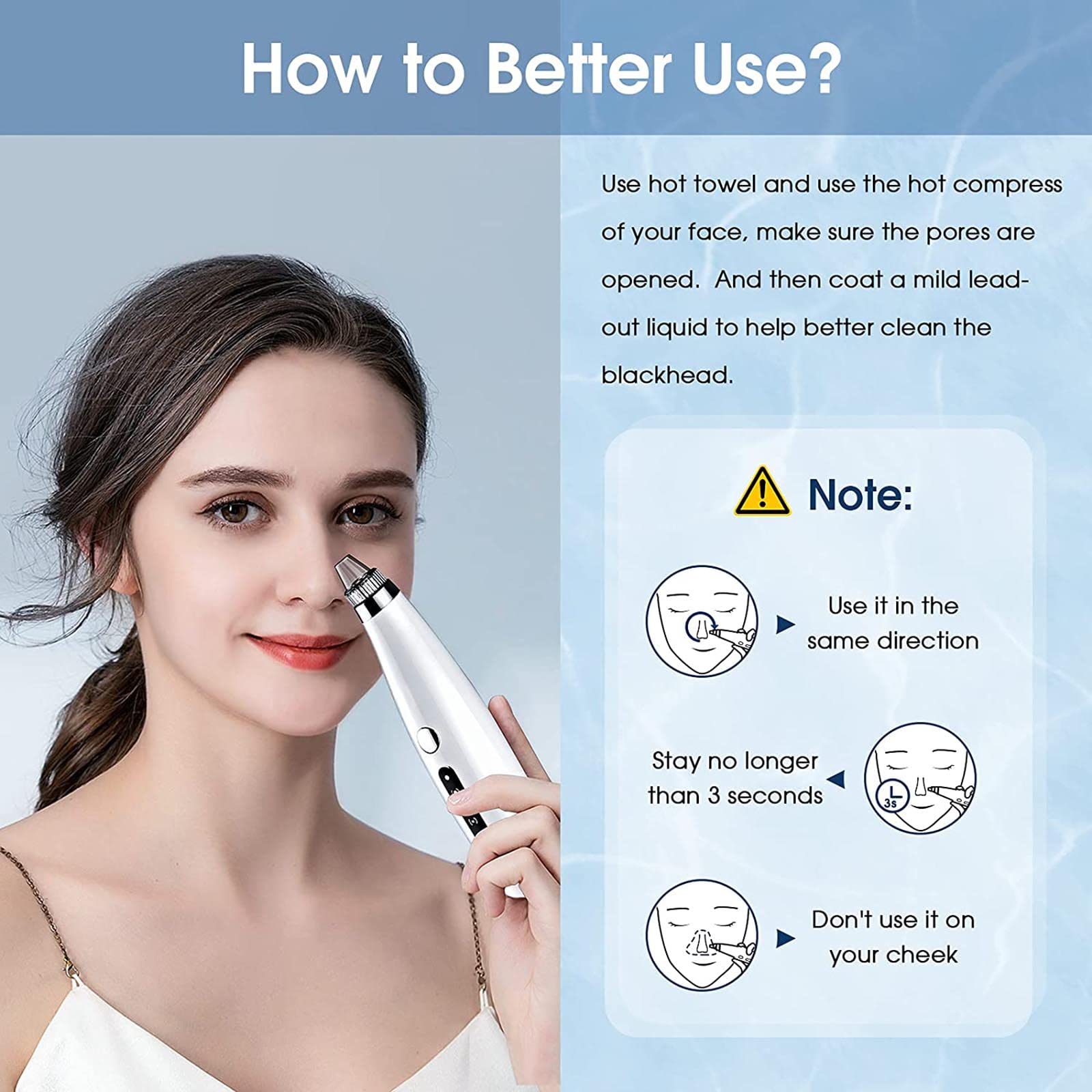 Aspirador facial eléctrico para poros – Aspirador de poros para eliminar puntos negros, limpiador de poros faciales, herramienta de succión de puntos negros, herramienta extractora de puntos blancos