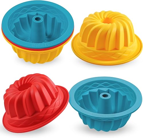 Webake Juego de 6 moldes de silicona de 4 pulgadas, antiadherentes, sin BPA, para hornear, magdalenas, cupcakes