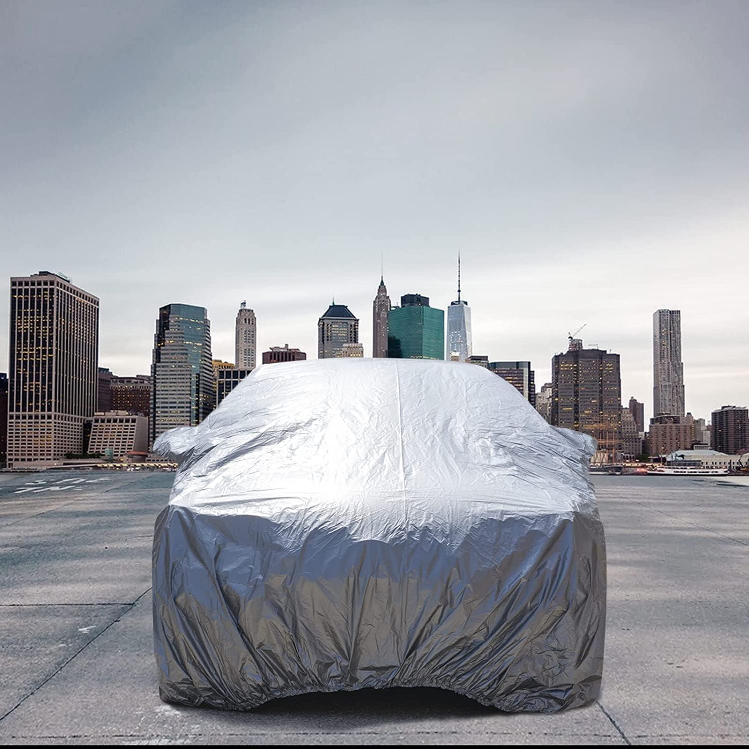 Lona Cubre Coche, Funda Protectora Todoterreno SUV Talla L 480 x150x150cm Cubierta cubrecoche Impermeable a Prueba de Polvo Anti-UV