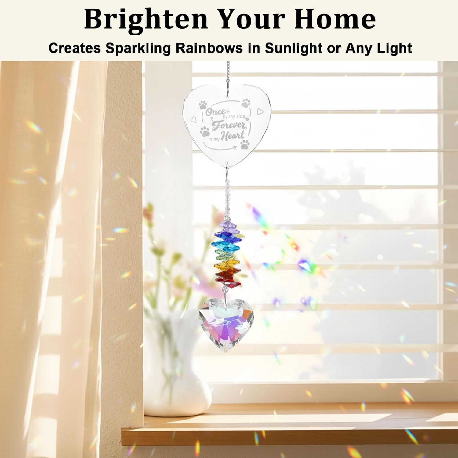 Dog Memorial Gifts for Loss of Dog Heart Shape Crystal Pet Bereavement Suncatcher Pet Memorial Gifts for Dogs and Cats Thoughtful Cat and Dogs Remembrance Gift - Image 2