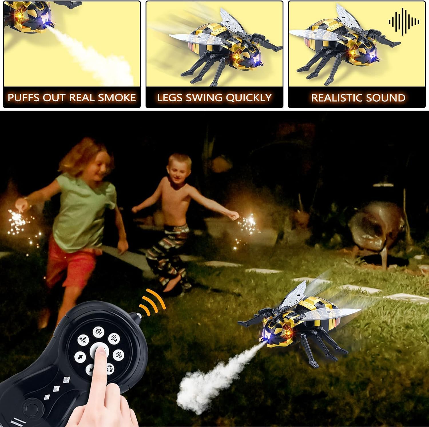 Pihura Remote Control Robot Bee Toy - Interactive RC Bee with Lights, Music, Spray Effect & Wireless Remote, Fun Gift for Kids Ages 8-12 2