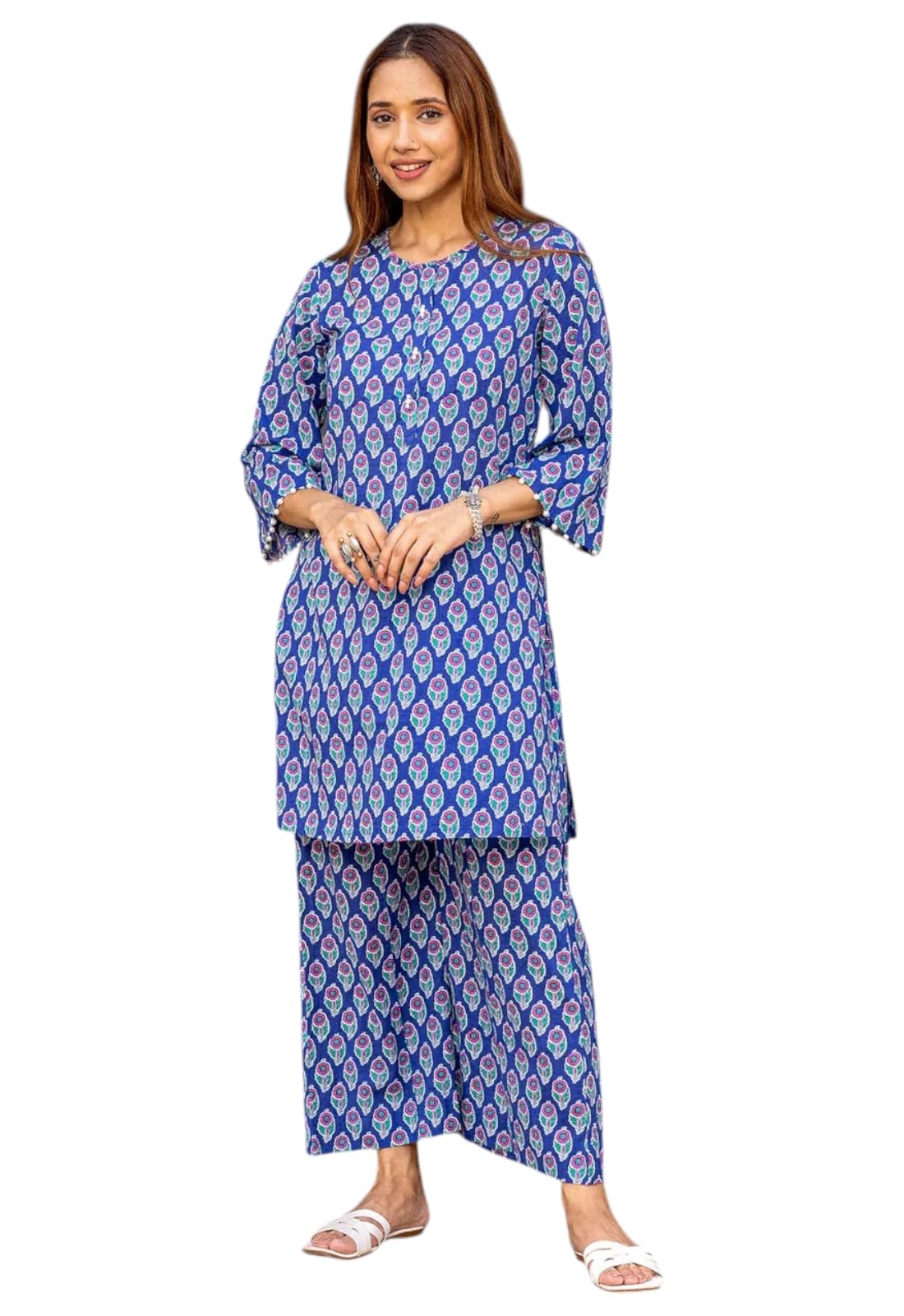 lookmark Women Viscose Rayon Floral Printed Stitched Kurta with Pant | Blue Color Kurta Set | Kurta with Pant Set for Woman | Printed Kurta Set-picture-29