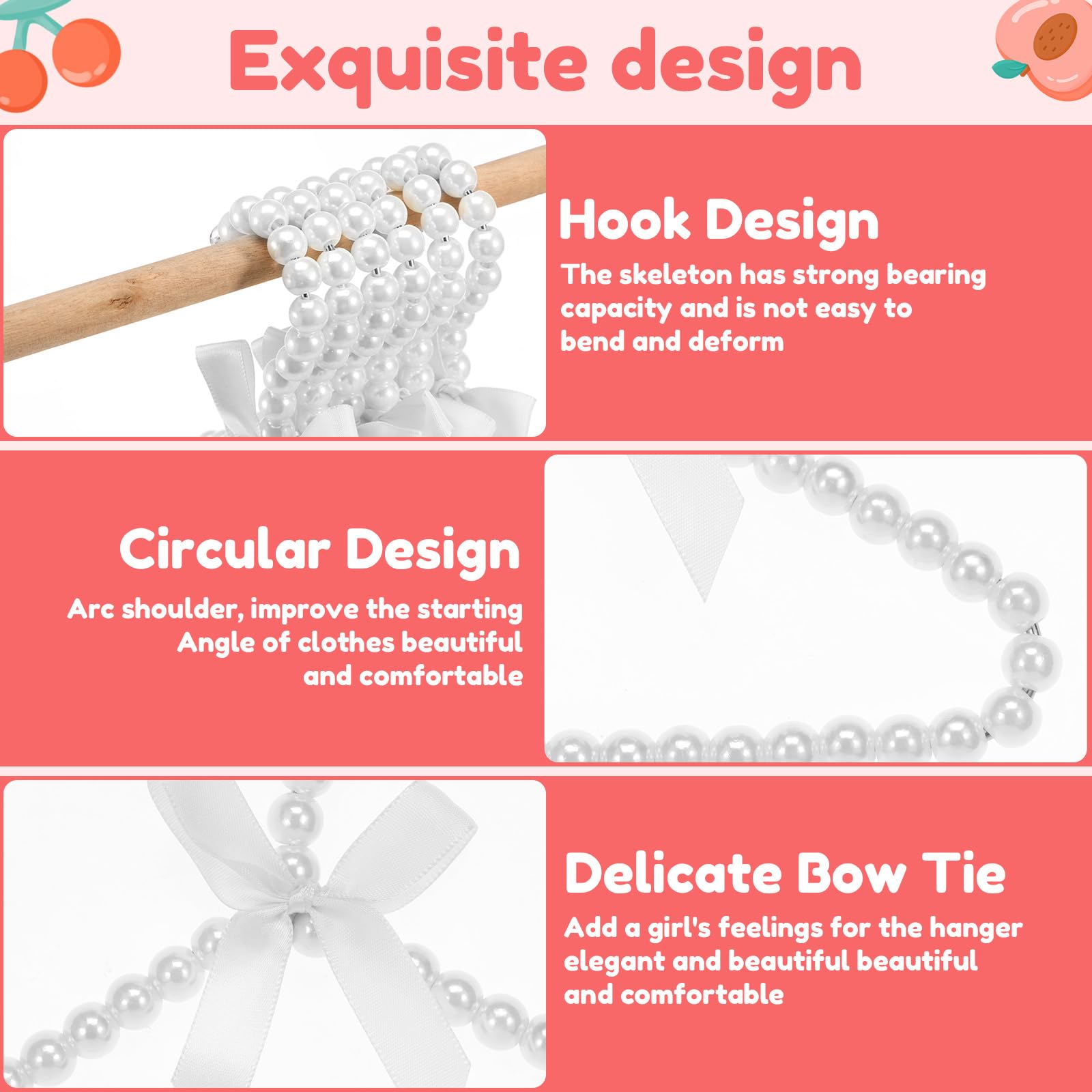 Lot de 12 cintres pour chiens, petites perles, nœuds, cintres, pour filles, garçons, tout-petits, chiens et chats (blanc, 12 pièces)