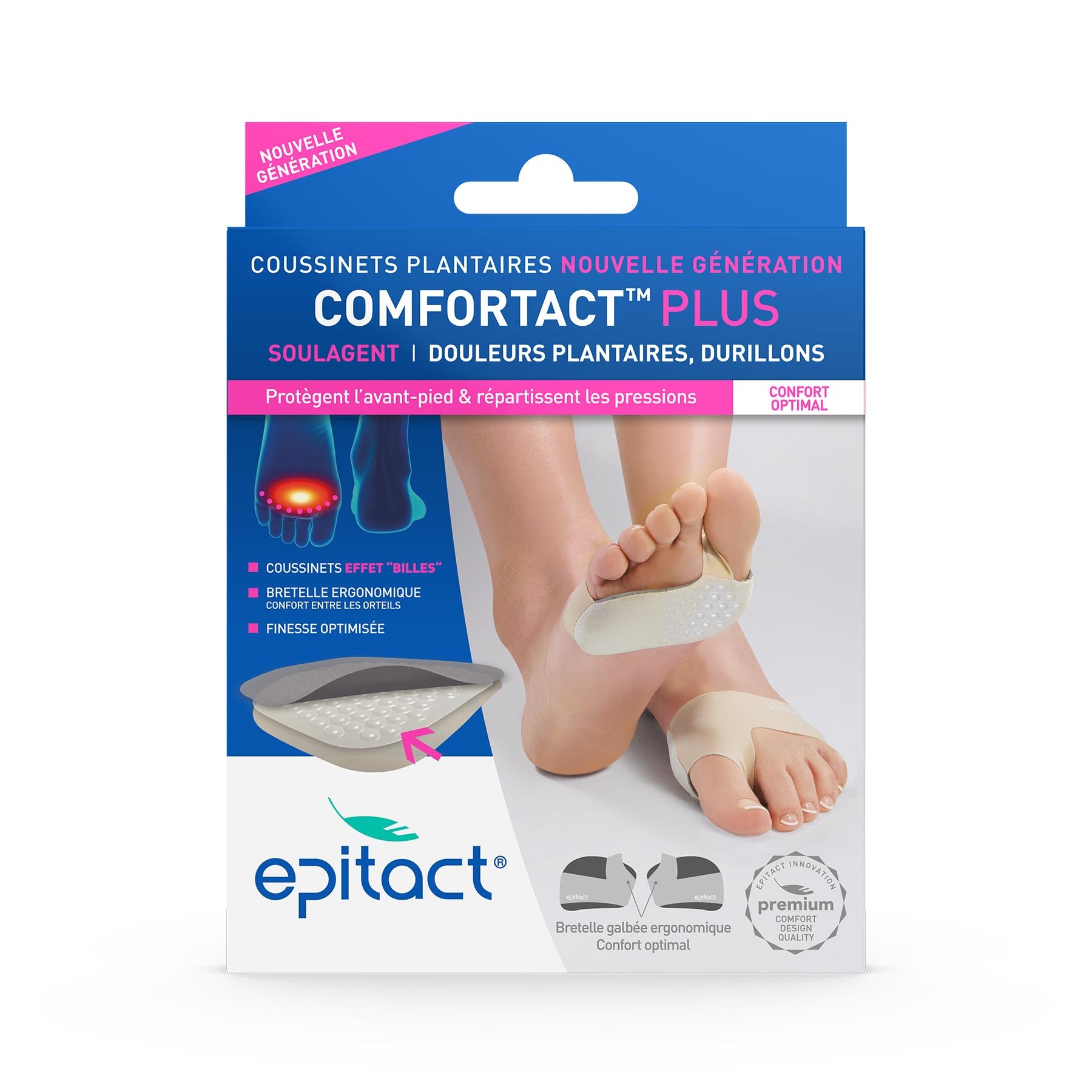 Epitact | Coussinets Plantaires Nouvelle Génération Comfortact Plus | Douleur Plantaire, Durillon | Préviennent et Soulagent les Douleurs Sous l’Avant-Pied | Effet Massant (M (39-41))