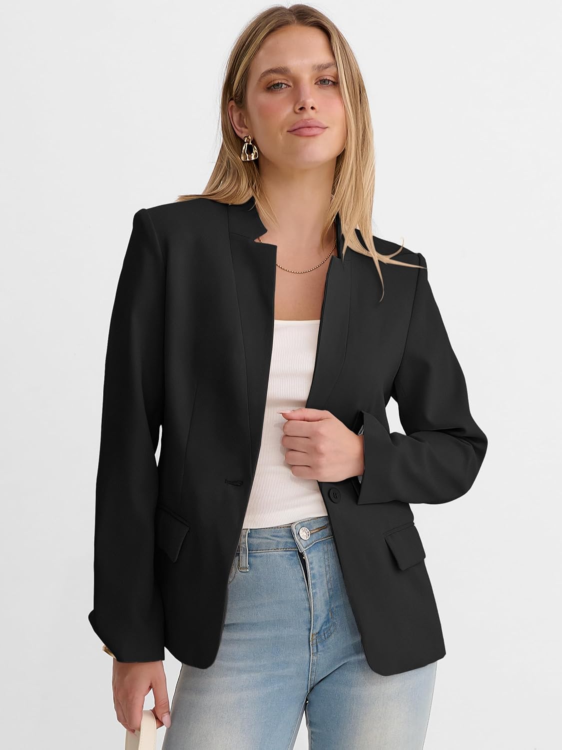 ANRABESS Womens Blazer Business Casual Long Sleeve Lapel Open Front Suit Jacket 2026 Dressy Work Office Blazers with Pockets - Image 2