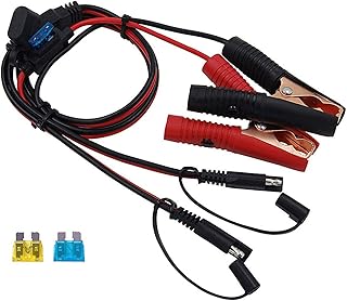 CUZEC 3.8FT/1.15m 16AWG 15A Battery Alligator Clip to 2 SAE Connector/12V 2 SAE Quick Release Adapter to Alligator Clips Quick Disconnect Cable (CU10352B)
