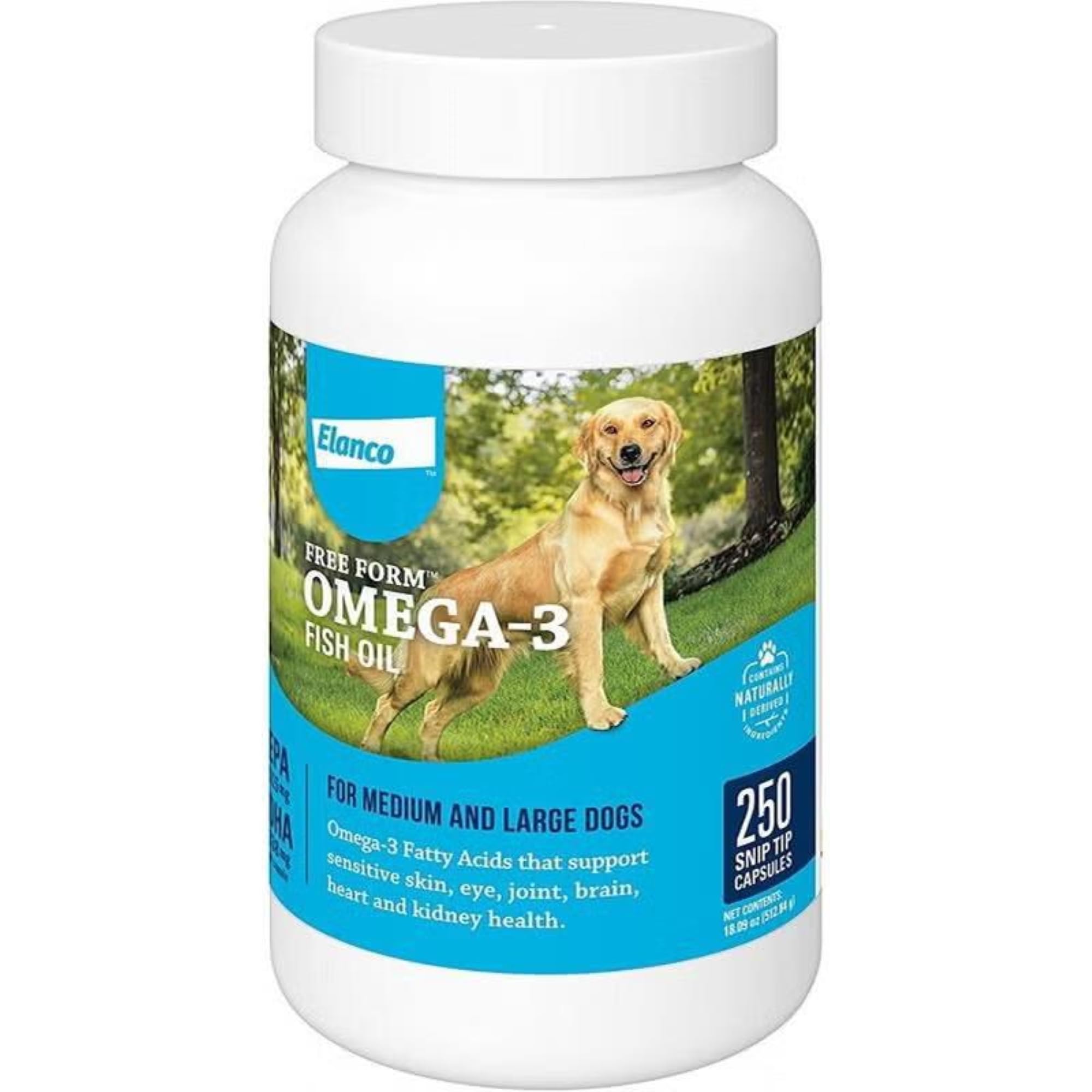 Free Form Snip Tips Omega-3 Fish Oil Liquid Supplement for Medium & Large Dogs, 250 Count