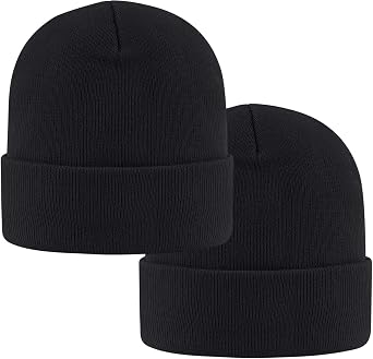 IYEBRAO 2-Pack Unisex Cuffed Beanie Hat for Men Women Skull Knit Cap