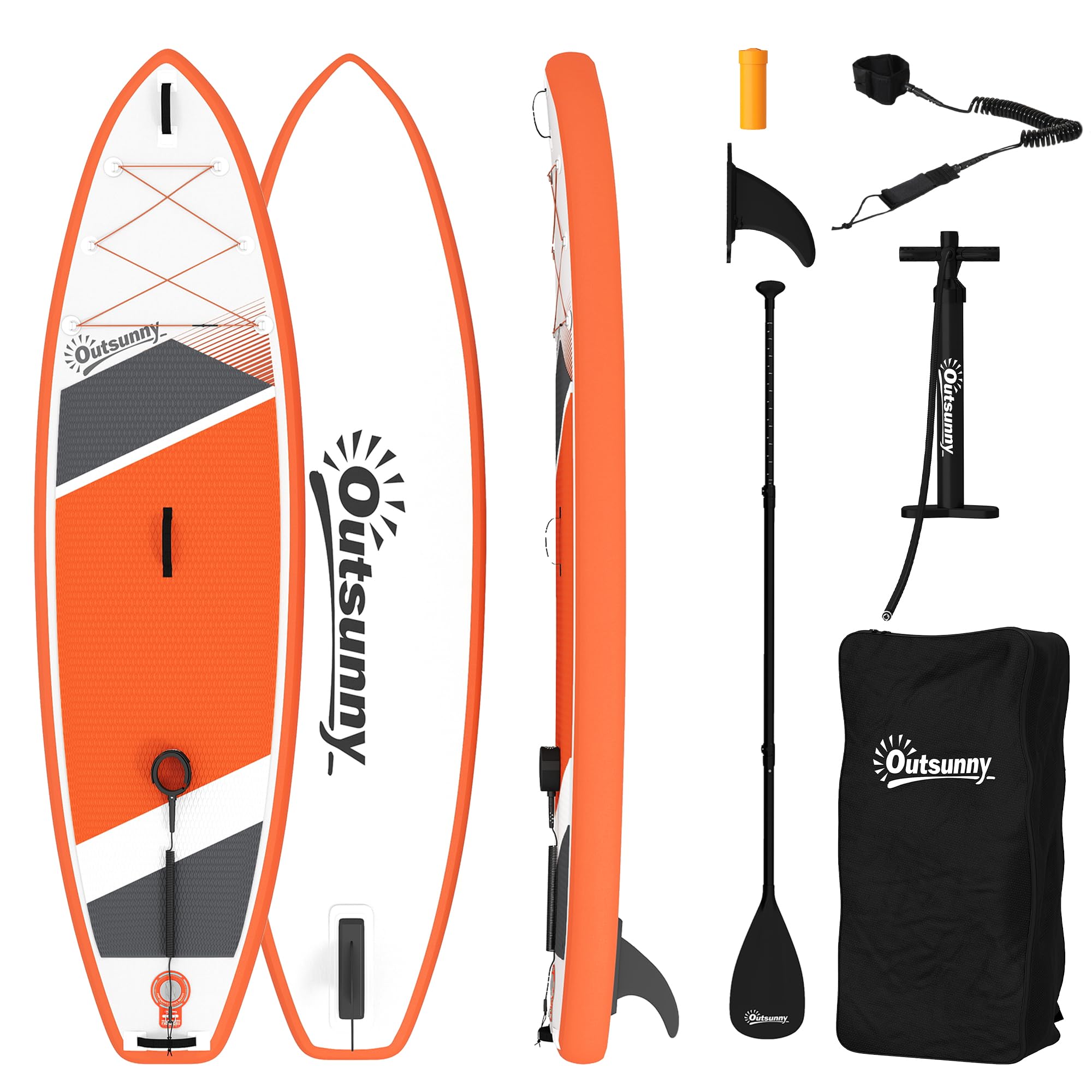 Outsunny Tavola Sup Gonfiabile Adulti, Stand Up Paddle Board con Ponte Antiscivolo in EVA, Pagaia in Alluminio Regolabile, Zaino, Pompa, Pinna Rimovibile, Carico 160 kg, 320x82x15cm, Tutti i Livelli