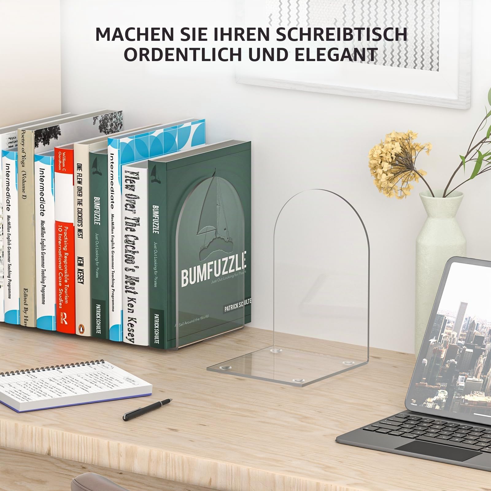 Acryl Buchstützen, 8 Stück, für Regale, Bücherregale und Schreibtisch-Organizer, Transparent, für Heimbürobedarf