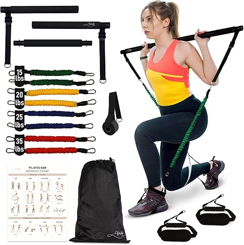 Kit de barra de pilates multifuncional con bandas de resistencia para mujeres, barra de escultura de pilates con 4 juegos de bandas de resistencia,