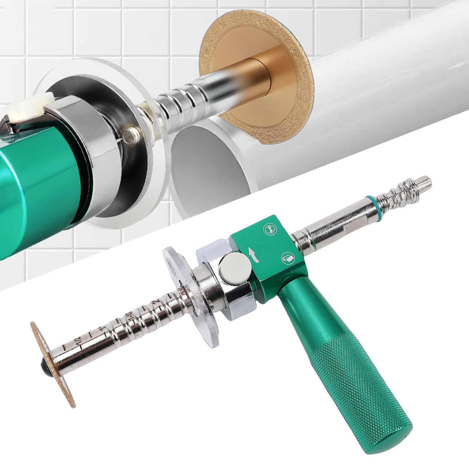Jiawu Cortador de Tubos Internos, Cortador de Pared Interior de Tubos de Profundidad de Corte Ajustable de 6-105 Mm para Taladros de Plástico PVC ABS, Verde