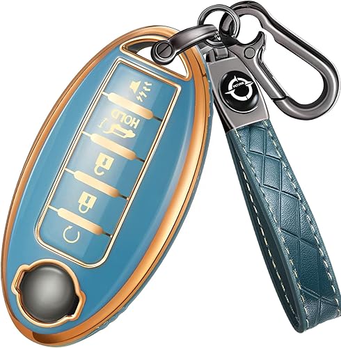 Toykee Funda para llavero Nissan Altima Maxima Rogue Armada Pathfinder Muran Infiniti Q60 QX56 QX60 5 botones funda de TPUanillo en D llavero