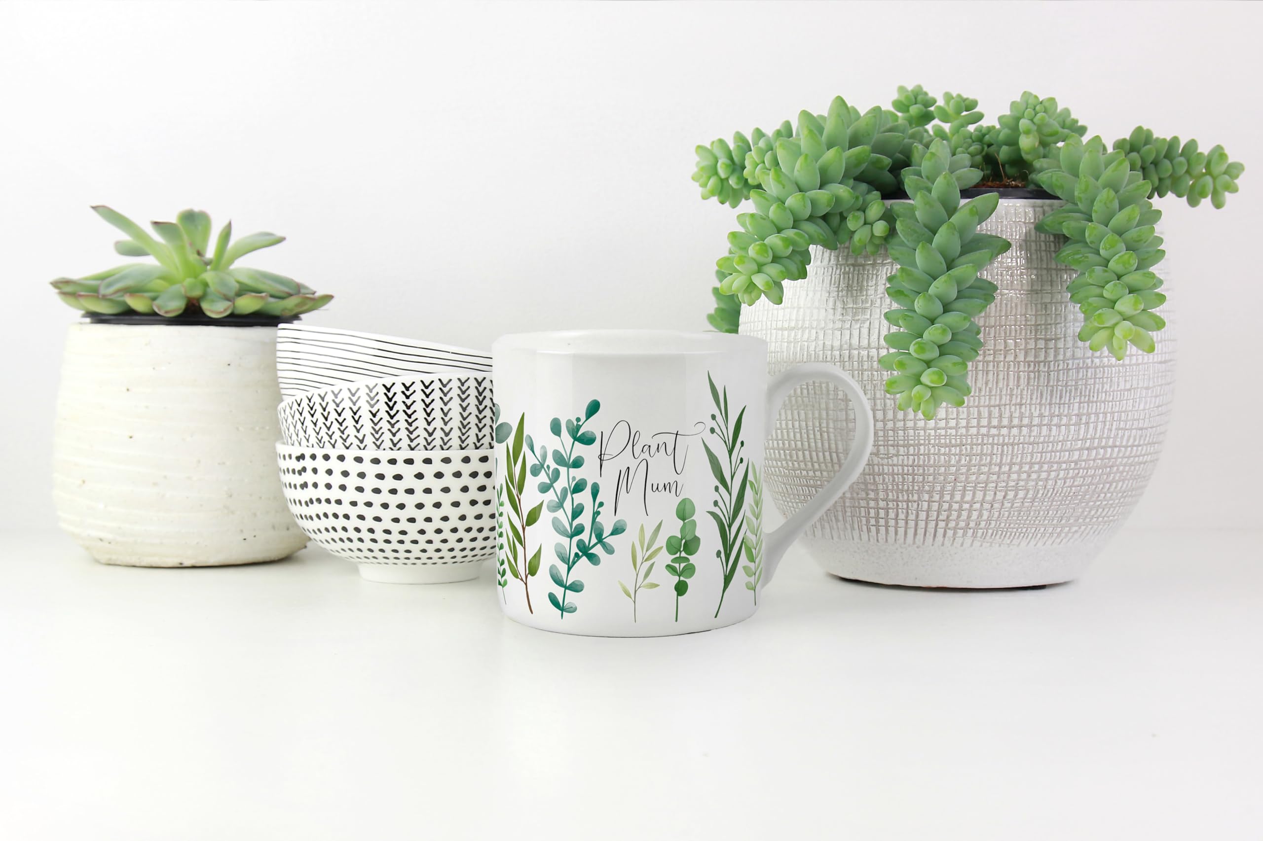 Purely Home Plant Mum Mug Ferns & Greenery - Bone China White Garden Coffee/Tea Present Gift for Plant Lovers - Image 3