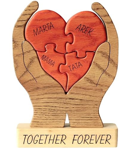 Miniatura 10 de Personalized Wooden Rabbit Family Puzzle with 2-8 Name Custom Animal Family Figurines for Mom Dad House Warming Family Gifts