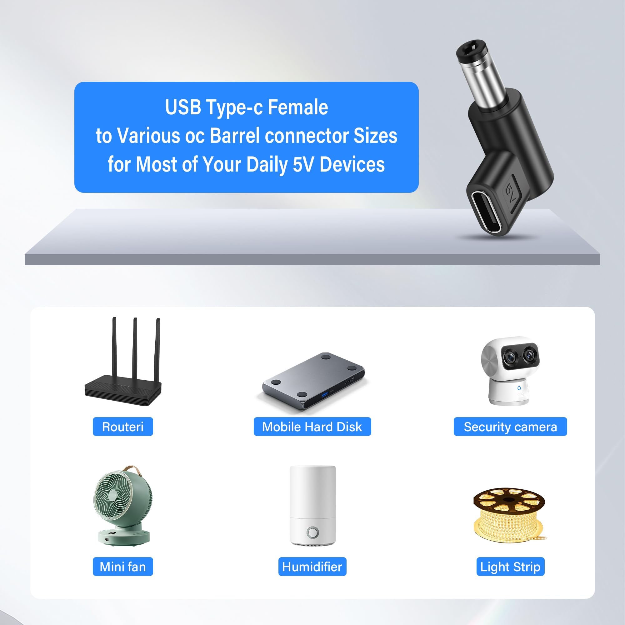 PNGKNYOCN 12V USB-C Zu DC 5.5x2.5mm Adapter, 4 Stück – PD-Trigger, 90° Winkel, Für Router, LED-Lichter