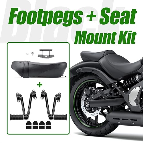 Miniatura 2 de Kit de asiento trasero de pasajero y estriberas de motocicleta compatible con respaldo Kawasaki Vulcan S 650 EN650 VN650 2015-2022