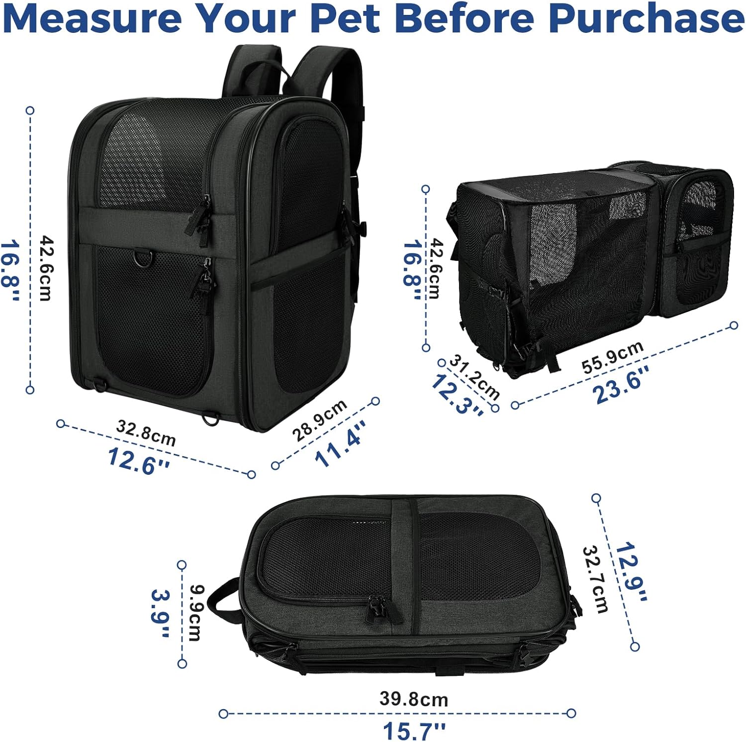 Apollo Walker Pet Carrier Backpack for Large/Small Cats and Dogs, Puppies, Safety Features and Cushion Back Support for Travel, Hiking, Outdoor Use (Black-Expandable) Apollo Walker Pet Carrier Backpack for Large/Small Cats and Dogs, Puppies, Safety Features and Cushion Back Support for Travel, Hiking, Outdoor Use (Black-Expandable)