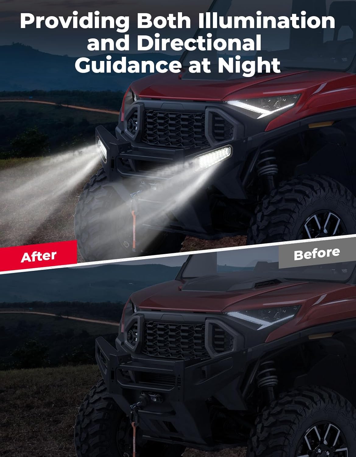 KEMIMOTO LED 1500 Bumper Lights Compatible with Polaris Ranger 1500 XD / 1500 Crew 2024 2025 2026, UTV Front Accent Light, Brushguard Auxiliary Headlight Accessories, Replace# 2889767 (2 PCS) - Image 2