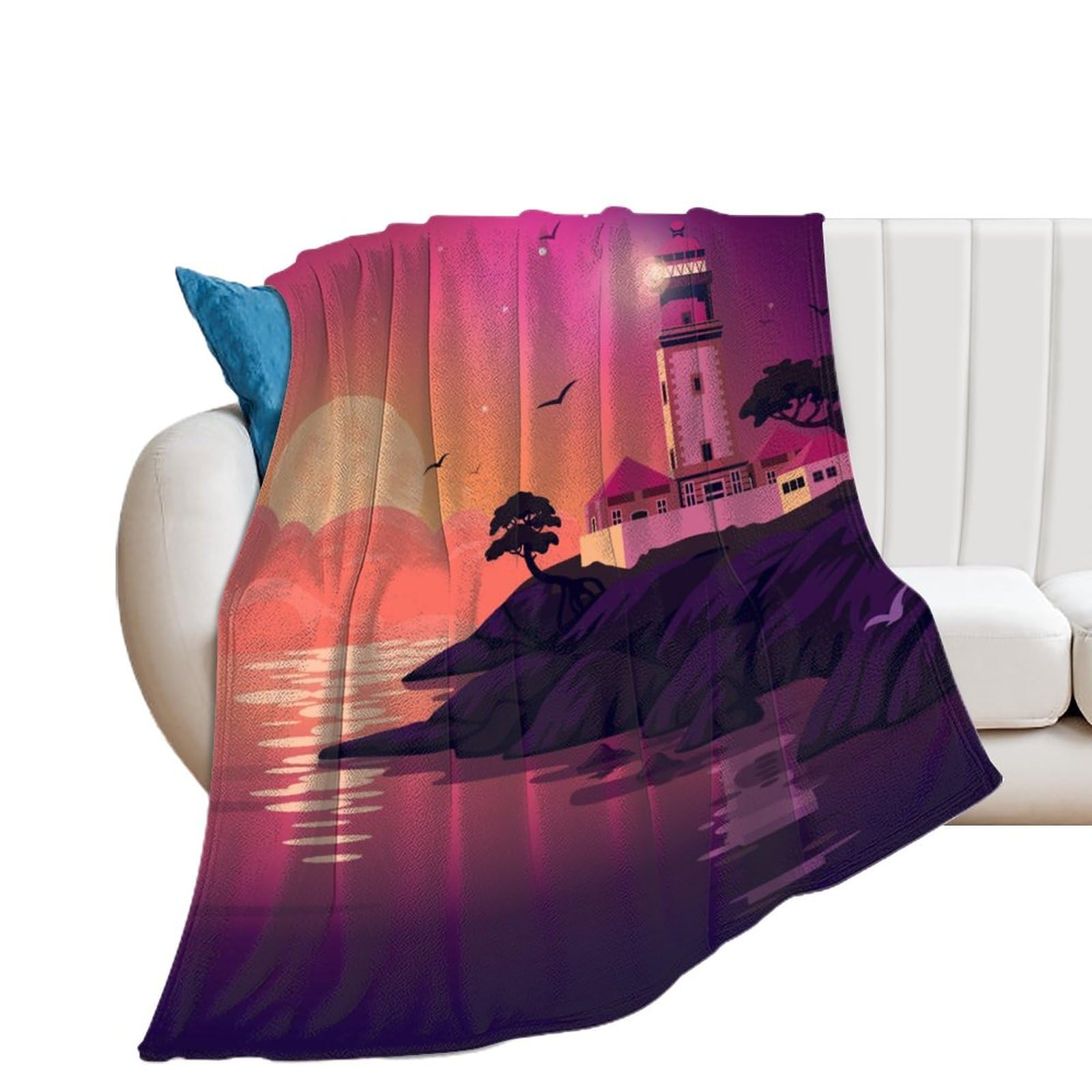 Couverture polaire phare haut de gamme en flanelle chaude jeté de canapé