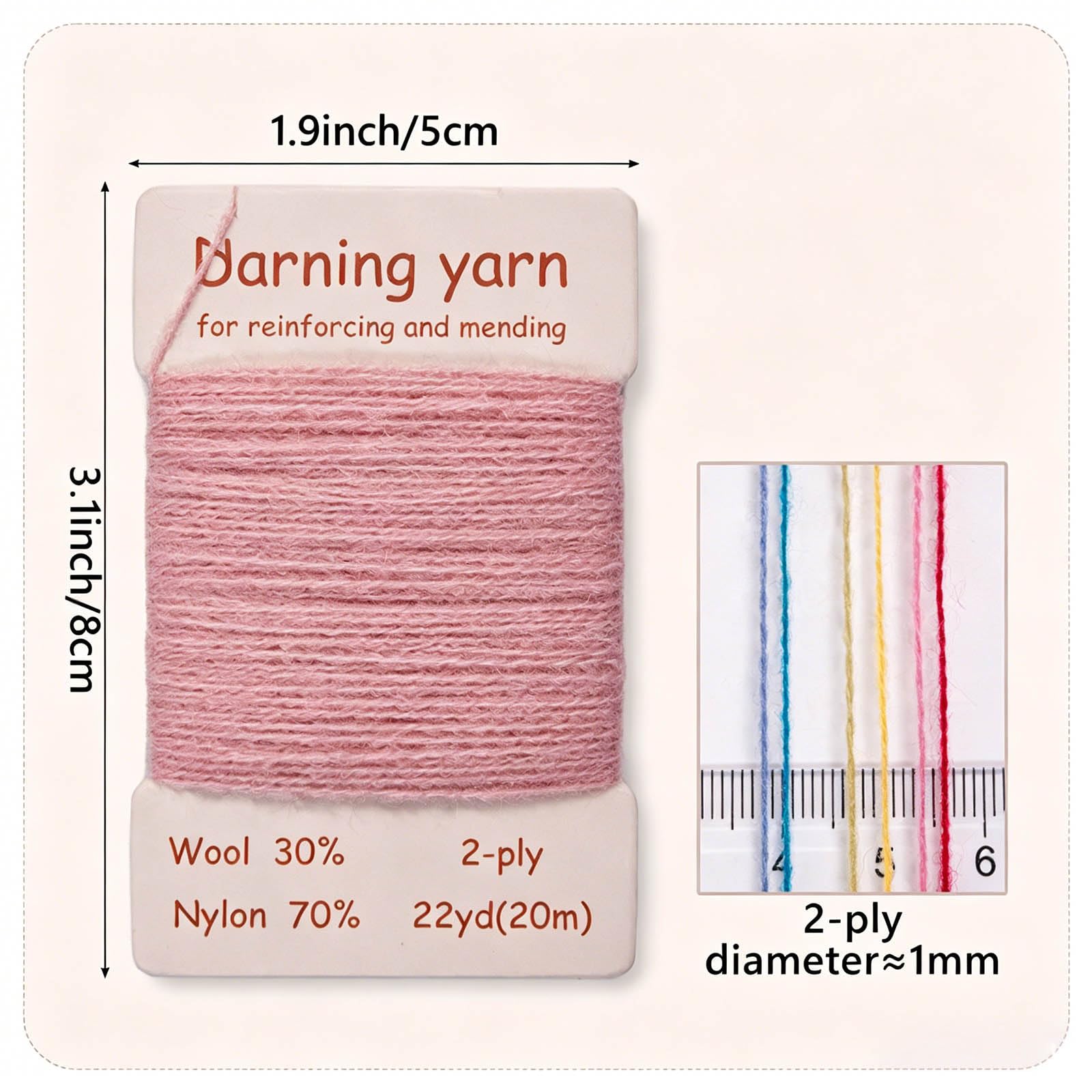 Stopfgarn aus Wolle in 48 Farben für die Reparatur von Kleidung, Mischung aus 30 Wolle und 70 Nylon für weiche und starke Nähte, geeignet für Näh und Stoffkunstprojekte Sortiment an Garnen für Jeans