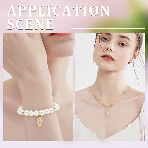 Miniatura 5 de Beebeecraft 1 caja de 8 dijes de hojas de circonita cúbica con anillos de salto para hacer pulseras, collares y aretes