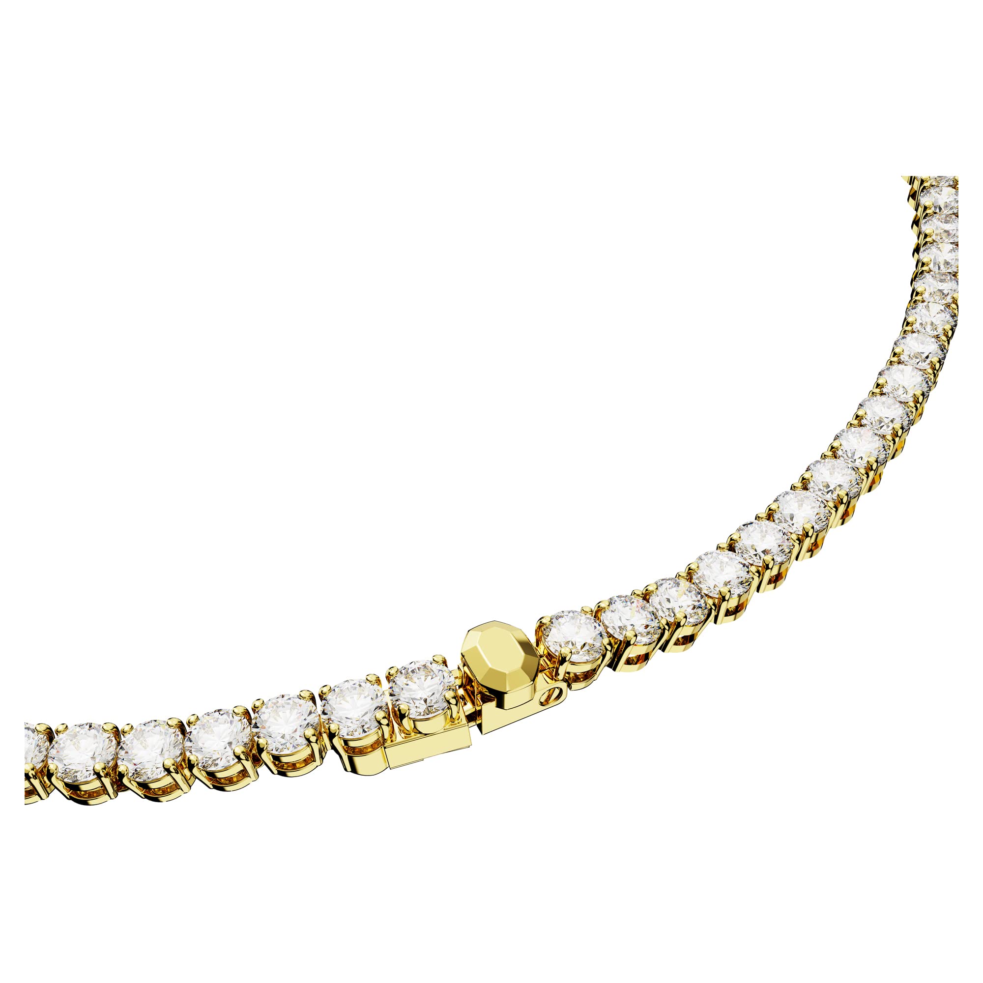 Swarovski Naszyjnik Matrix Tennis, Szlif okrągły, Biały, Powłoka w odcieniu złota