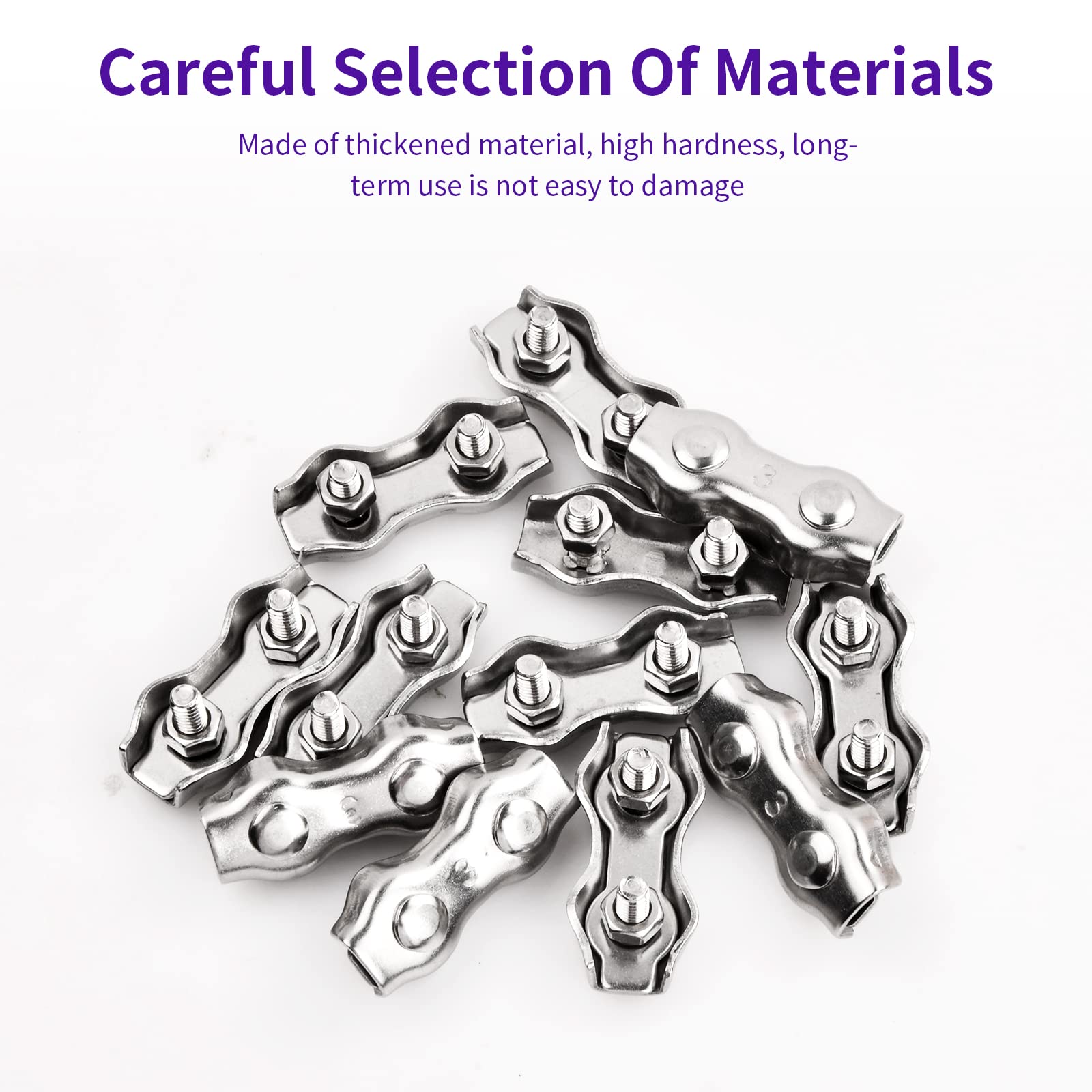 Lot De 15 Pinces à Câble M3 En Acier Inoxydable - Pour Câbles Métalliques Jusqu'à 4mm, Avec Oeillets