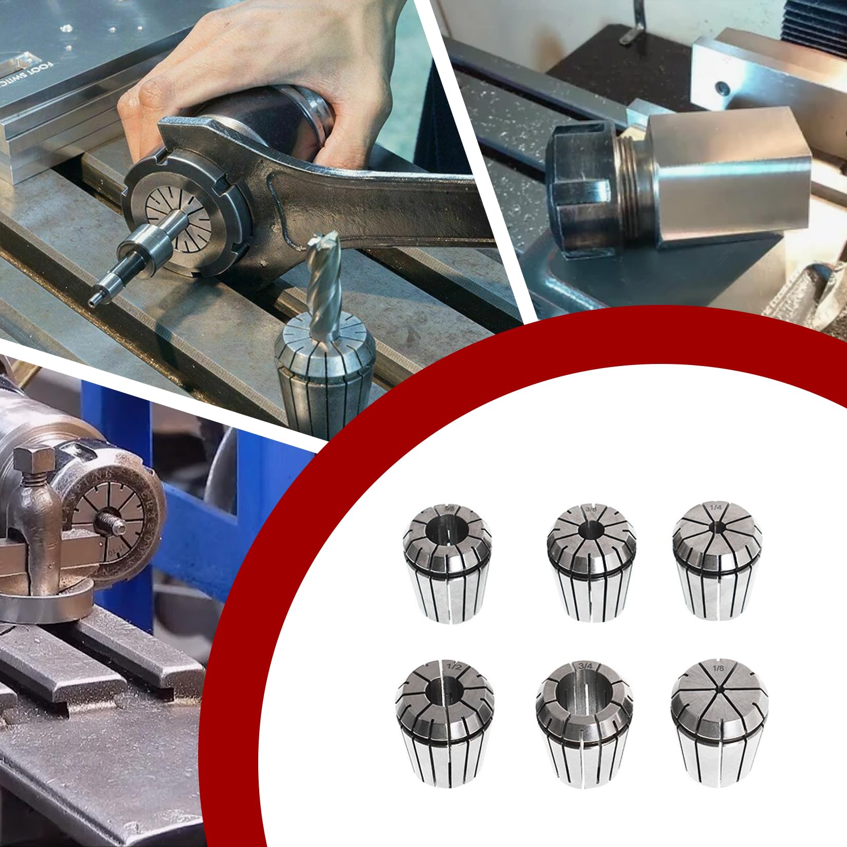 Zestaw 6 szt. tulei zaciskowych sprężynowych ER32 o dokładności 1/8-3/4 cala do tokarki CNC i maszyny do grawerowania z uchwytem roboczym