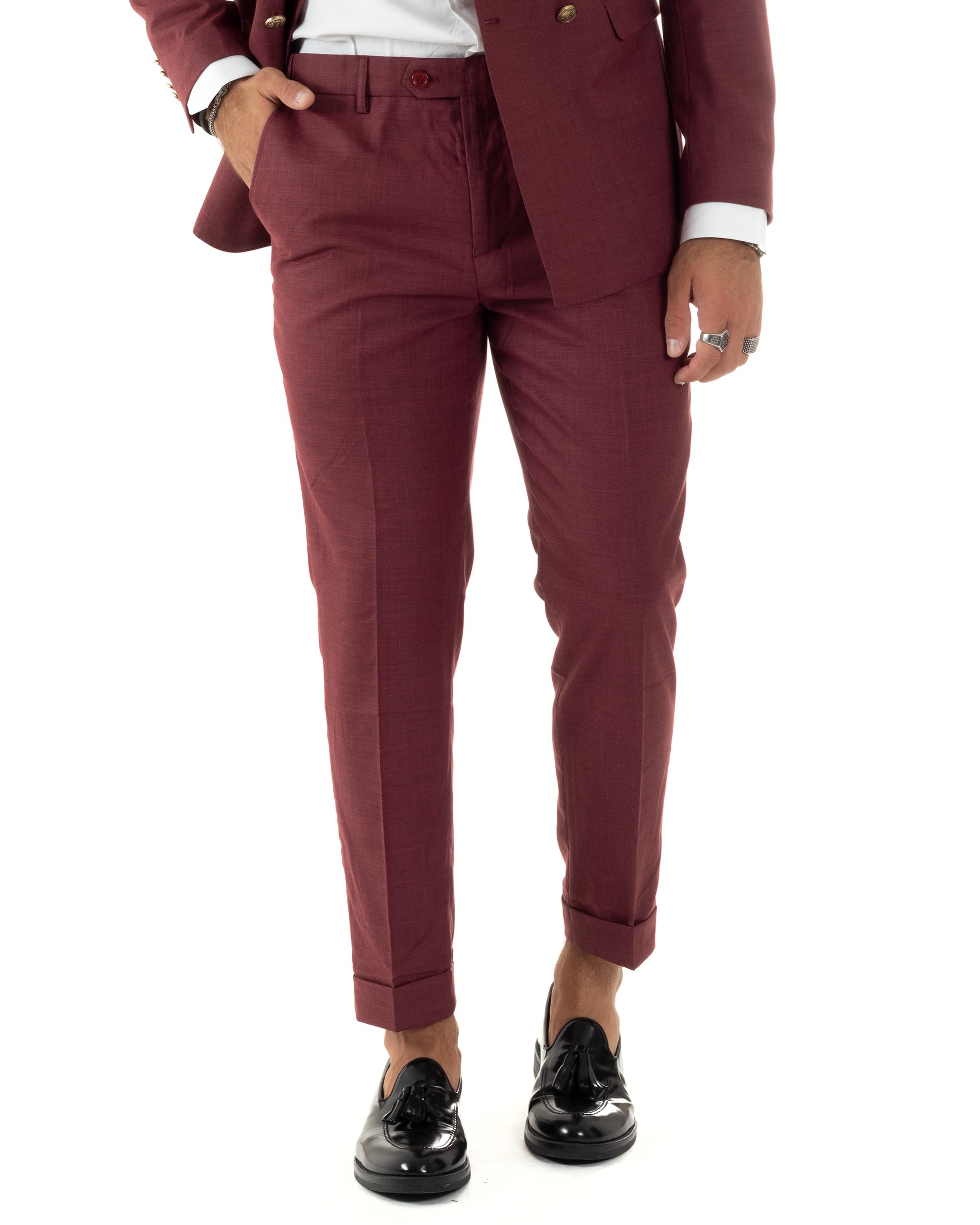 Abito Uomo Doppiopetto Vestito Completo Giacca Pantaloni Bottoni Metallo Melangiato Elegante Vari Colori