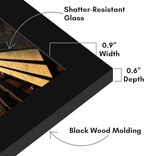 Miniatura 3 de Americanflat Marco negro de 6 x 10 pulgadas, marco de madera de ingeniería con accesorios para colgar y caballete incluidos, formatos horizontal y