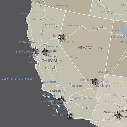 Miniatura 3 de Juego de 10 pasadores de avión Gunmetal para trotamundos y entusiastas de la aviación, para pared de fotos, pizarra, tablero de corcho, mapa, tablón