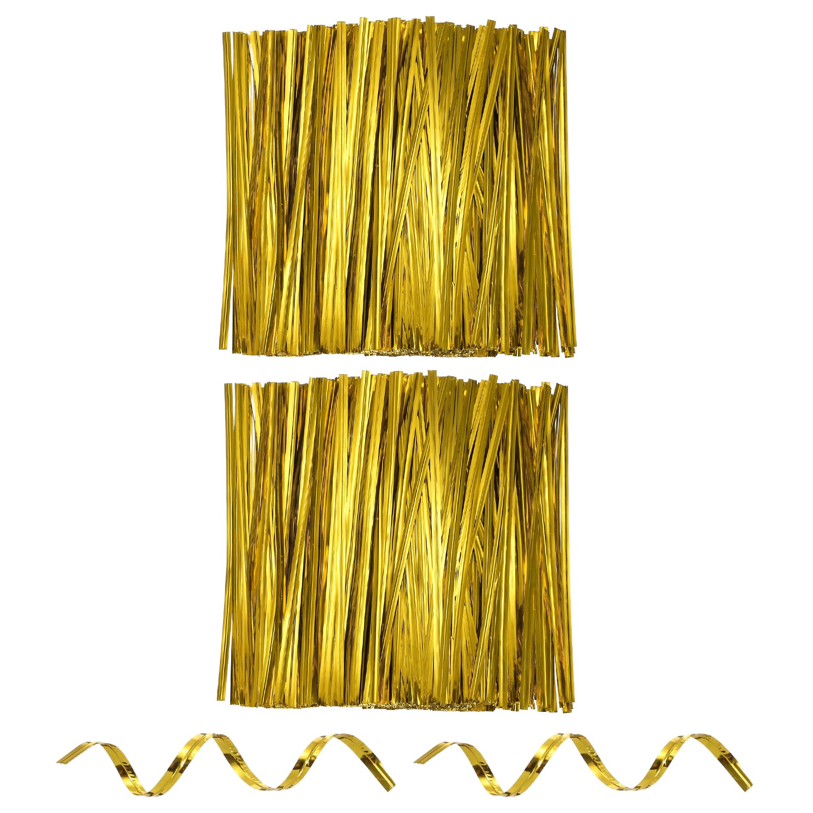 sourcing map 3200pcs Bag Twist Ties 150mm Reusable Metallic Twist Ties Wire Cable Ties Plastic Bag Sealers for Party Bread Candy Cake Present Supplies, Gold Tone