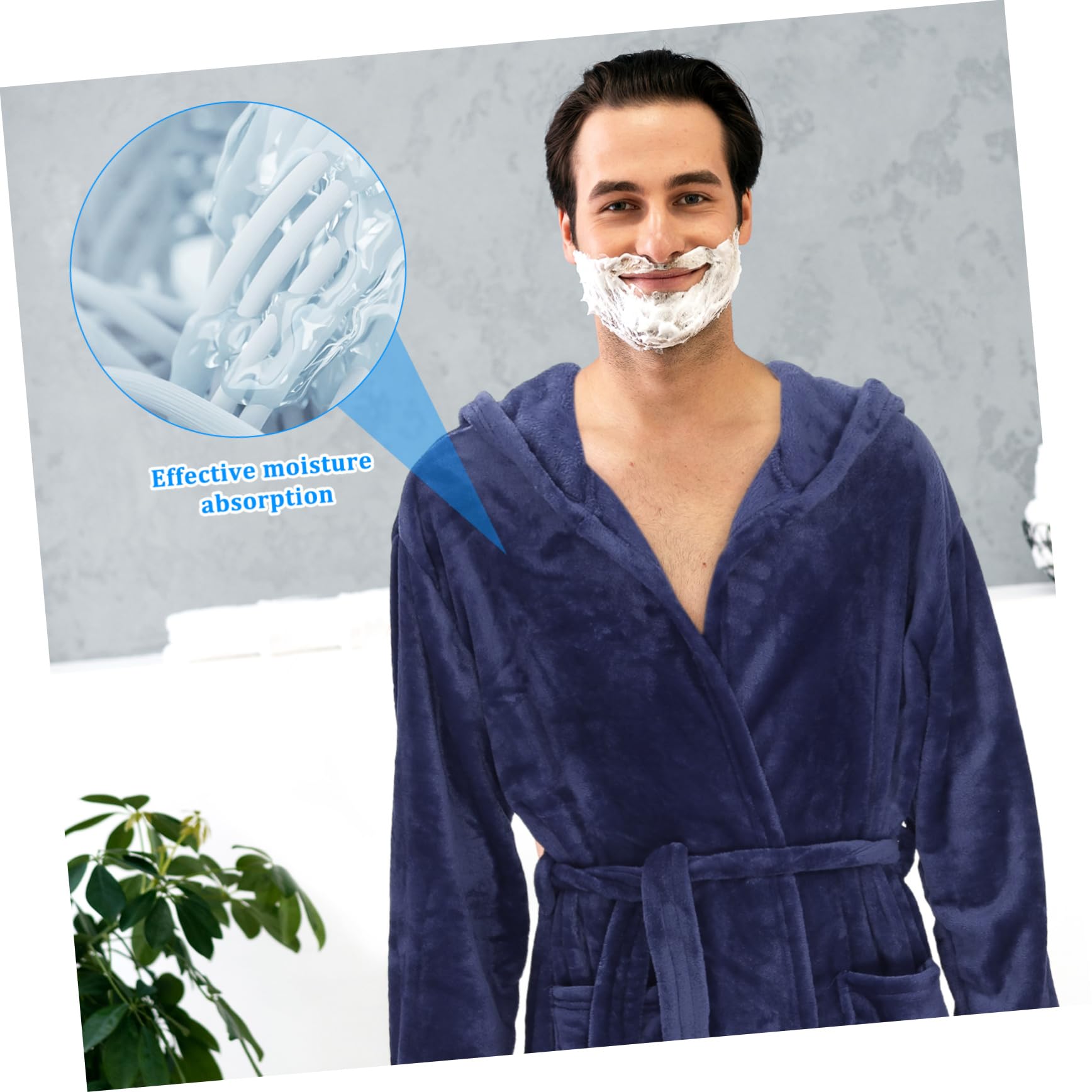 FOMIYES Bata de Baño para Hombre con Capucha Larga y Espaciosos de Poliéster Diseño Clásico y Holgado para Ducha y Casa