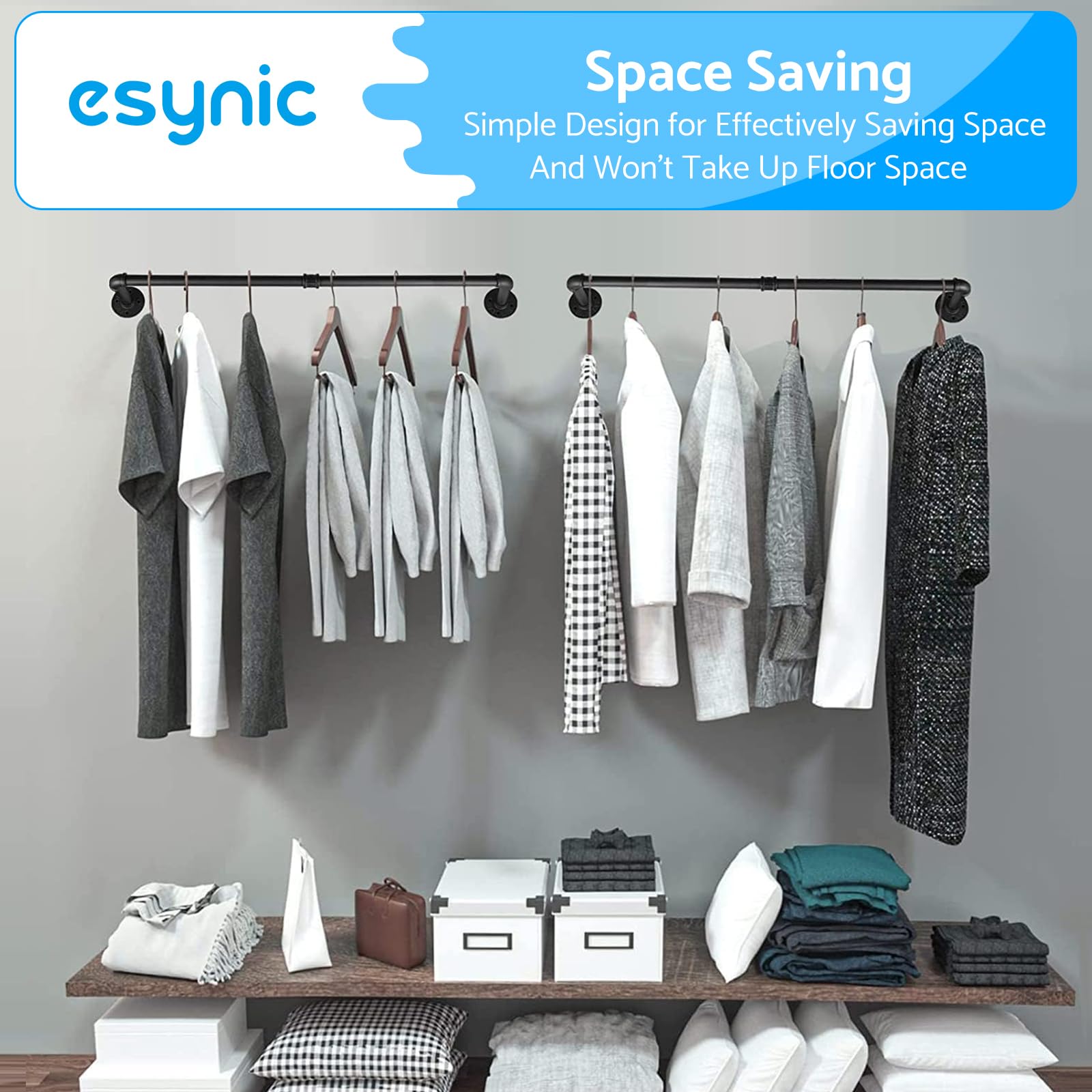 Asta Appendiabiti Da Parete In Tubi Industriali In Ferro Rustico - Italia - Foto 3