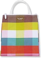Kate Spade New York Rainbow Plaid Insulated Lunch Tote Bag - Portable Soft Cooler with Silver Lining & Top Handle, 9.5x8.75x5.75"