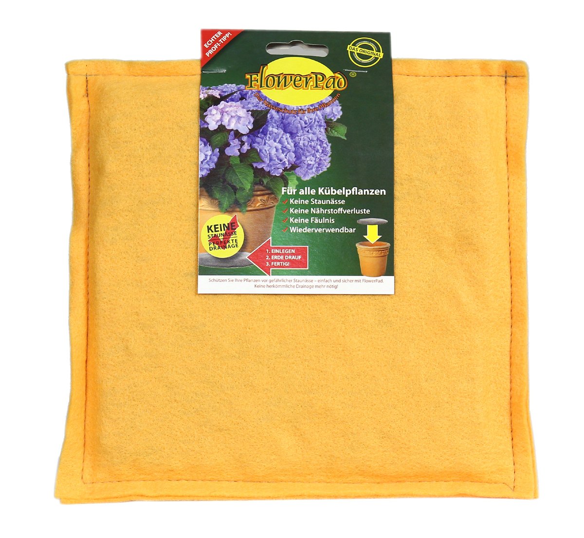 Original FlowerPad square 40 x 40 cm, Professional plant pot drainage bag for flower pots